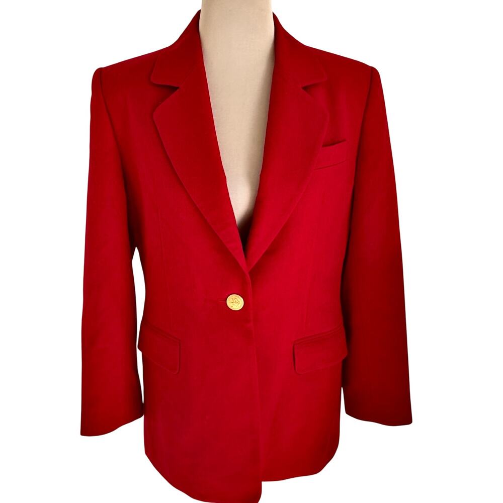 Vintage Y2K Talbots Red Pure New Wool Longline Jacket Blazer Preppy Classic